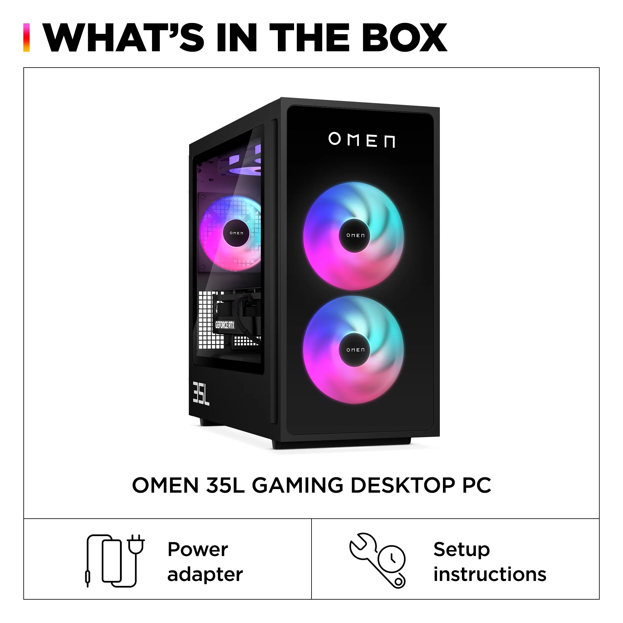 OMEN 35L Gaming Desktop GT16-0285t PC, Windows 11 Home, Intel® Core™ Ultra 9, 64GB RAM, 2TB SSD, NVIDIA® GeForce RTX™ 5080, Black